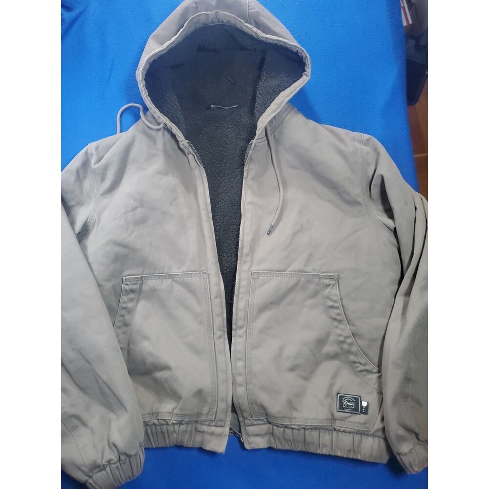 Zara Workwear Canvas Hooded Jacket Women's Size Large Sherpa Lined Coat - Picture 2 of 16